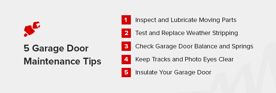 List of five garage door maintenance tips